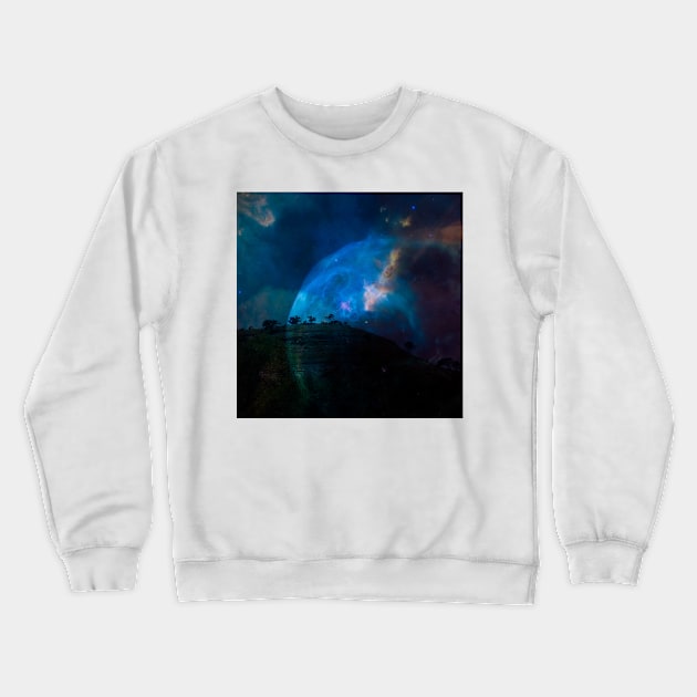 Landscape with Galaxy Crewneck Sweatshirt by H.A. Designs